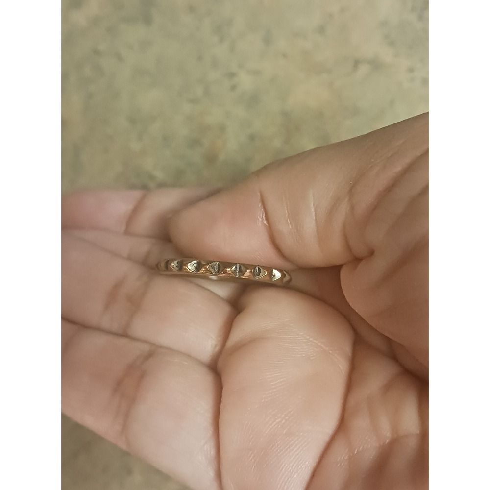 Copper Rose Gold Tone Textured Pyramid Edge Stackable Band Ring Size 9 - Picture 5 of 6